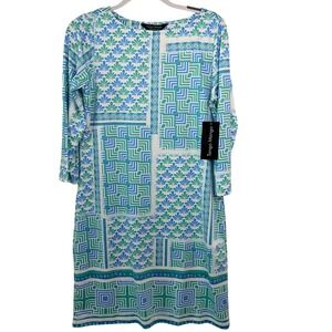 Tango Mango Shift Dress Size‎ M Blue Green